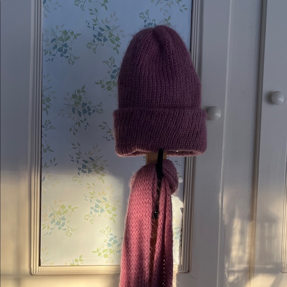 Accessories - Cozy Dusty Pink Knit Beanie and Scarf Set